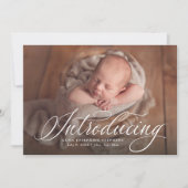 Elegant script dat één foto roze geboorte introduc aankondiging (Voorkant)