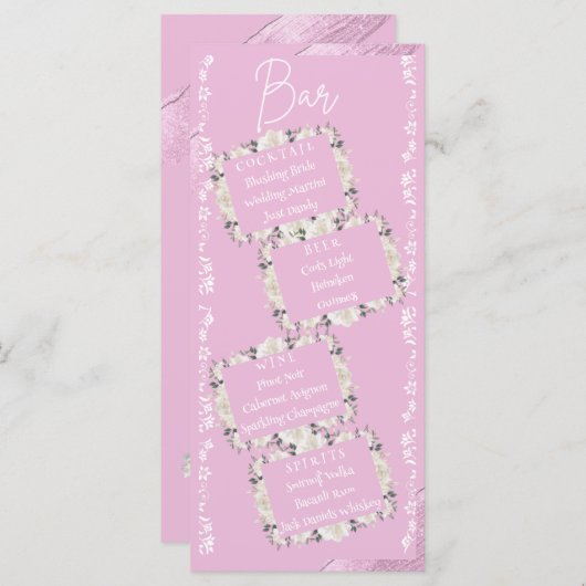 Elegant script De bar bruiloft Drink menu Kaart (Voorkant / Achterkant)