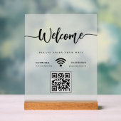 Élégant script de bienvenue WIFI QR Code Frosted (Neutre)