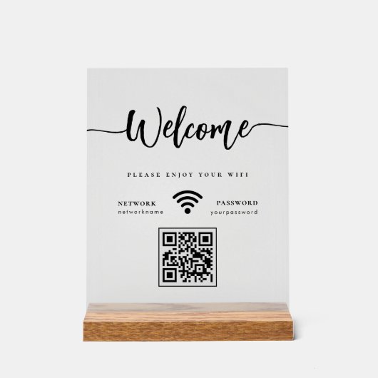 Élégant script de bienvenue WIFI QR Code Frosted (Recto)