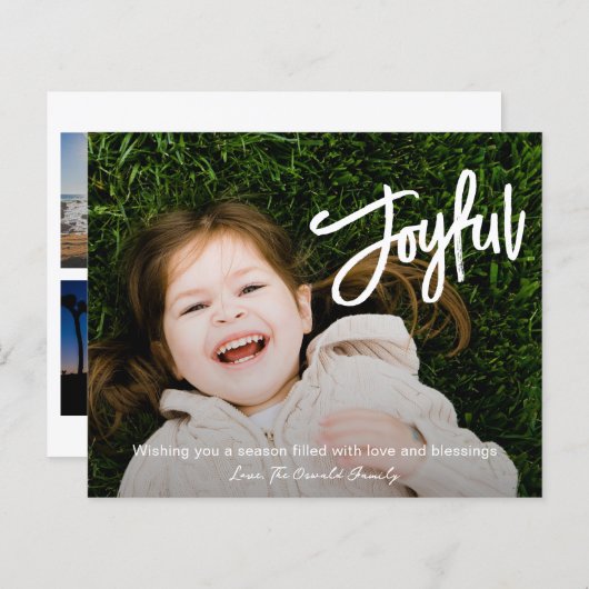 Élégant script de brosse Joyeuse carte moderne de  (Devant / Derrière)