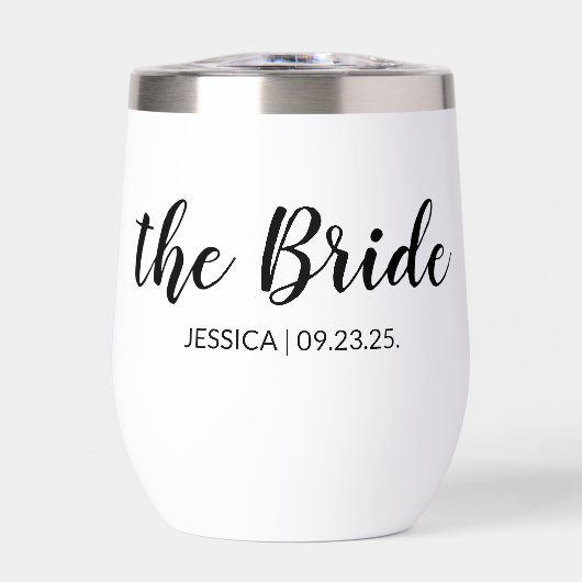 Elegant script De bruid Gepersonaliseerde Trouwwij (Voorkant)