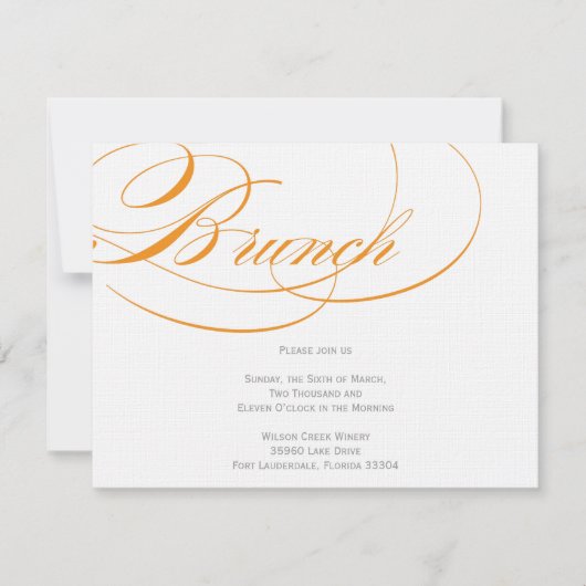Élégant script de brunch Invitation - Orange (Devant)