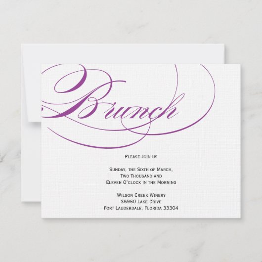 Élégant script de brunch Invitation - Purple (Devant)