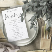 Élégant Script de budget Menu Mariage noir blanc