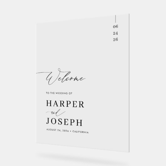 Élégant script de calligraphie Mariage Bienvenue (Angle)
