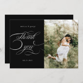 élégant script de calligraphie mariage carte de re (Devant / Derrière)