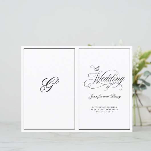 Élégant script de calligraphie programme de mariag (Debout devant)