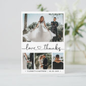 Élégant script de coeur 4 Mariage photo Merci (Debout devant)