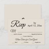 Élégant Script de crème Menu Choix Mariage RSVP (Devant / Derrière)