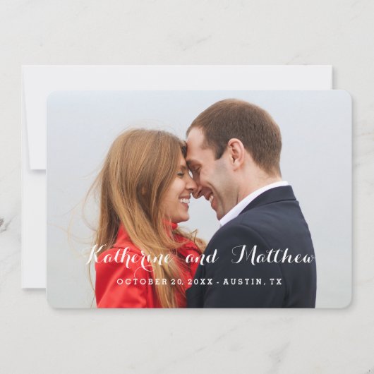 Elegant script | De datum-fotokaart opslaan Save The Date (Voorkant)
