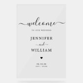 Élégant Script de mariage Bienvenue Noir (Recto)