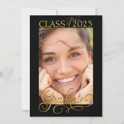 Élégant script de photo superposition Faire-part d (Devant)