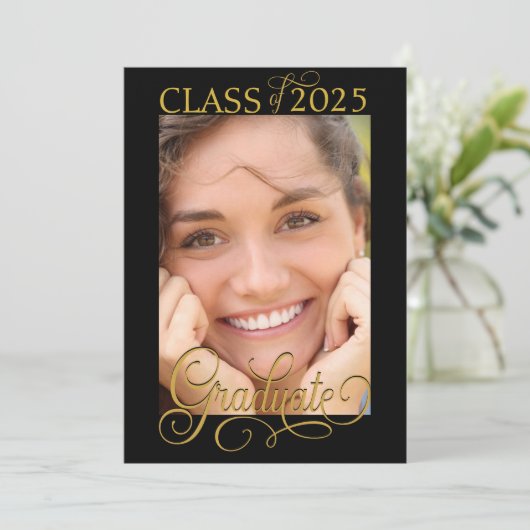 Élégant script de photo superposition Faire-part d (Debout devant)