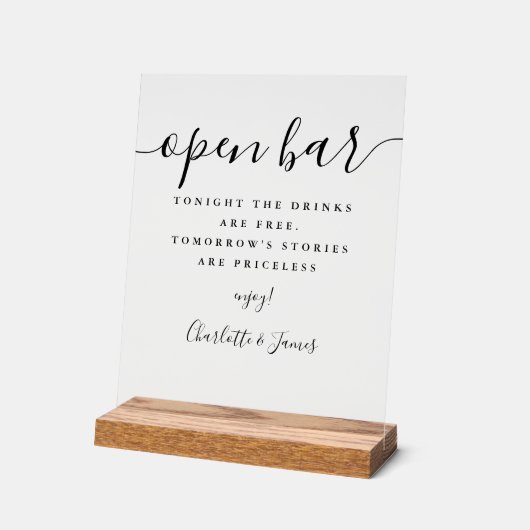 Élégant script de signature moderne Open Bar (Angle)