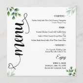 Élégant Script de verdure Menu Plat Mariage Rond (Devant)