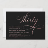 Elegant script Dertig Roos Goud 30e verjaardag Kaart (Voorkant)