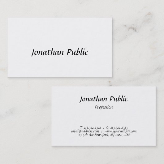 Elegant Script Design Minimalist Modern Plain Visitekaartje (Voorkant / Achterkant)
