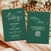 Elegant Script Details Terug QR Code Blauwgroen br Kaart