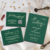 Elegant Script Details Terug QR Code Blauwgroen br Kaart