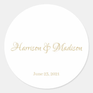 Elegant script douane Wedding-favorietstickers Ronde Sticker