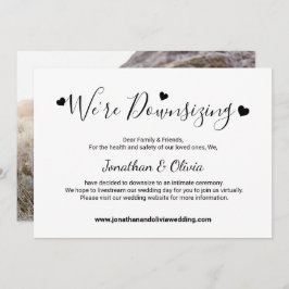 Elegant Script Downsizing Smaller Wedding Photo Aankondiging