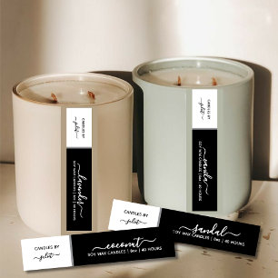 Elegant Script Dun Zwart & Wit Kaars Label