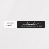 Elegant Script Dun Zwart & Wit Kaars Label (Design 1)