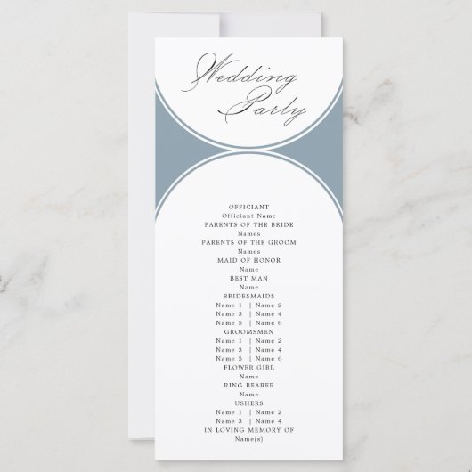 Elegant Script Dusty Blue Arch Trouwprogramma (Achterkant)