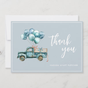 Elegant script Dusty Blue Baby Boy Bedankt Card