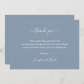 Élégant Script Dusty Blue Carte de remerciements (Devant / Derrière)