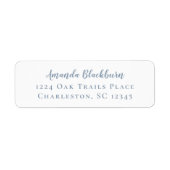 Elegant Script Dusty Blue Delicate Calligraphy Etiket (Voorkant)
