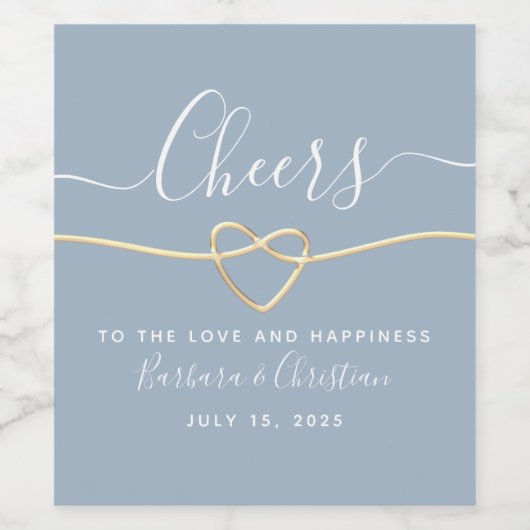 Élégant Script Dusty Blue Mariage Étiquette de vin (Étiquettes simples)