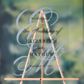 Élégant Script Dusty Blue Monogram Mariage Bienven (Neutre)