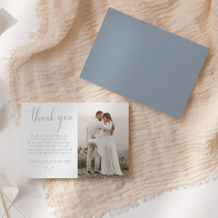 Elegant Script Dusty Blue Wedding Bedankkaart
