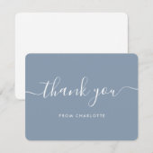 Elegant Script Dusty Blue Wedding Shower Birthday Bedankkaart (Voorkant / Achterkant)