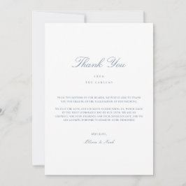 Elegant Script Dusty Blue & White Bedankt Card