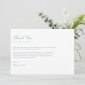Elegant Script Dusty Blue & White Bedankt Card (Staand voorkant)