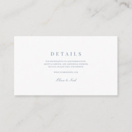 Elegant Script Dusty Blue & White Wedding Details Informatiekaartje