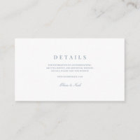Elegant Script Dusty Blue & White Wedding Details