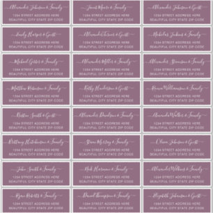 Elegant Script Dusty Mauve Wedding Guest Address Sticker