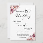 Elegant Script Dusty Pink Boho Floral Wedding Kaart (Voorkant)
