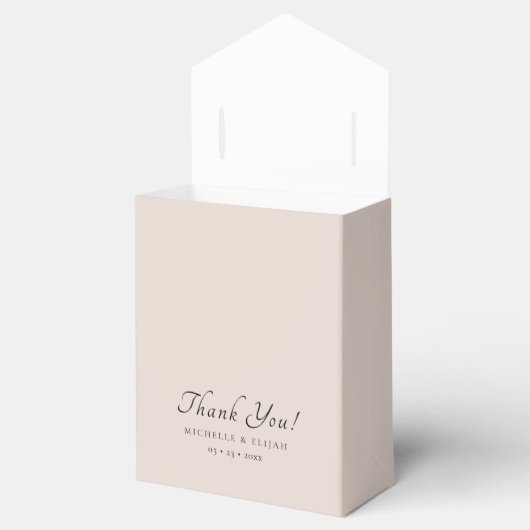 Elegant Script Dusty Pink Wedding Favor Boxes Bedankdoosjes (Geopend)