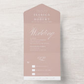 Elegant Script Dusty Roos Calligraphy Wedding All In One Uitnodiging (Binnen)