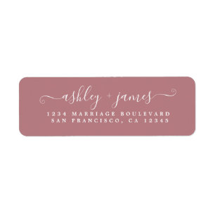 Elegant Script Dusty Roos Wedding Return Address Etiket
