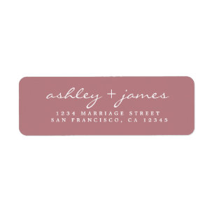 Elegant Script Dusty Roos Wedding Return Address Etiket