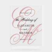 Élégant Script Dusty Rose Monogram Mariage Bienven (Recto)
