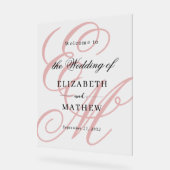 Élégant Script Dusty Rose Monogram Mariage Bienven (Angle)