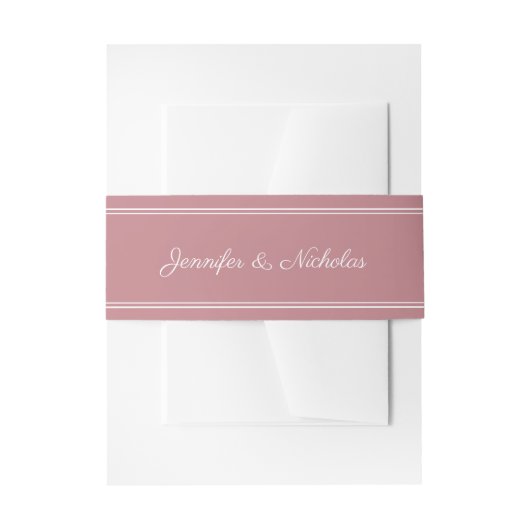 Elegant Script Dusty Roze Bruiloft Uitnodigingen Wikkel (Voorkant Voorbeeld)