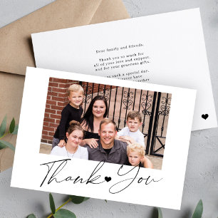 Elegant script eenvoudig foto gepersonaliseerd bedankkaart
